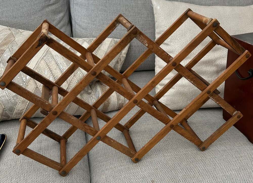 Vintage Wooden Accordion Wine Rack